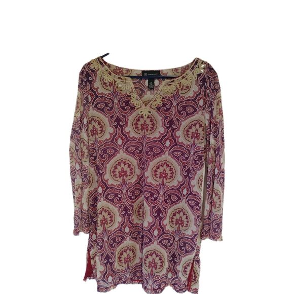 INC International Concepts Women's Paisley Tunic Blouse XL Boho Hippie Chic - Picture 1 of 8